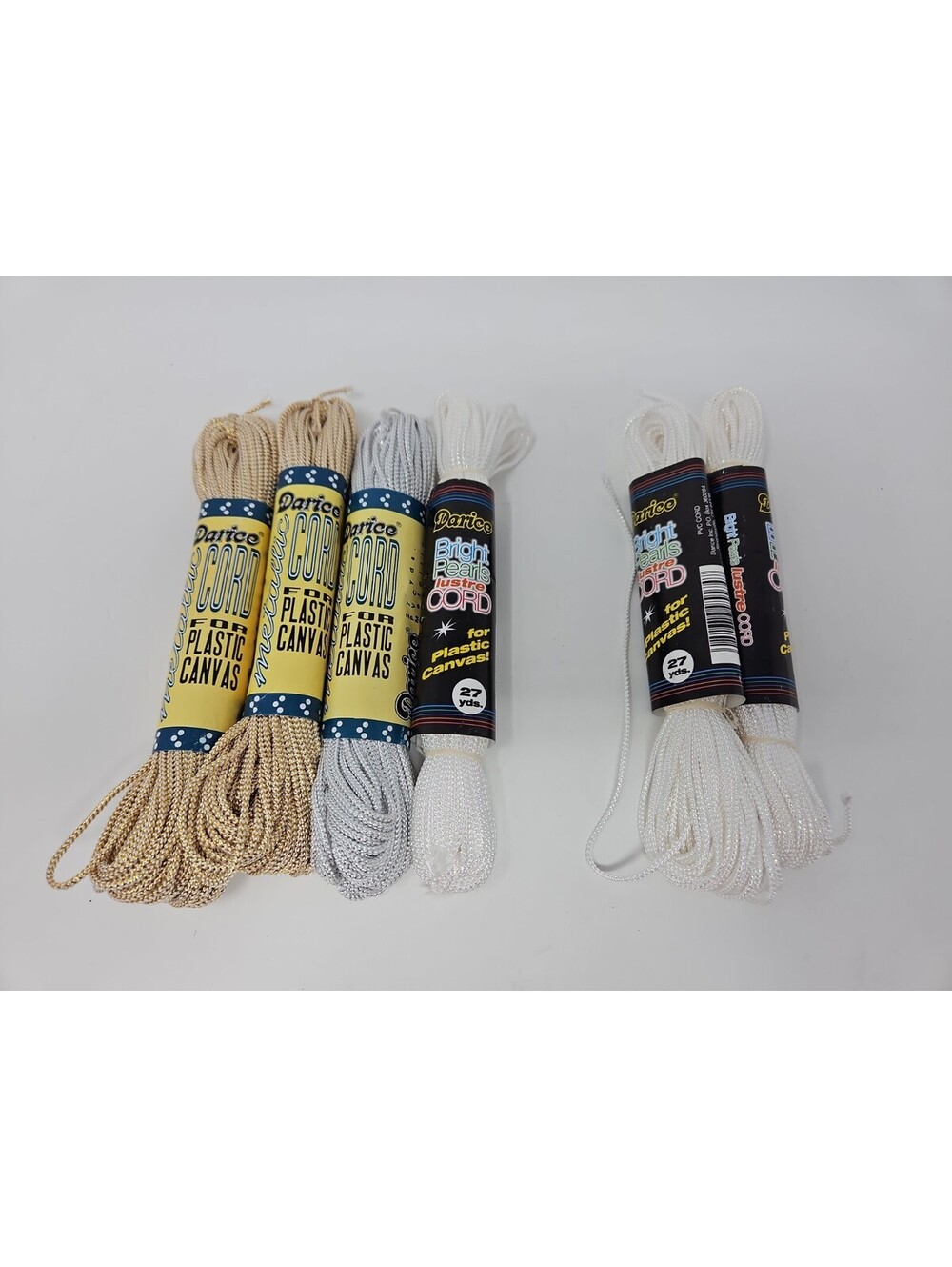 Lot Of 4 New Vintage Darice 27 Yards Ea. Metallic Plastic Canvas Cord + 2 Japan